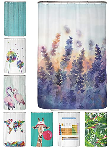 arteneur® - Lavendel - Anti-Schimmel Duschvorhang 120x200 - Recycelt mit Öko-Tex Standard 100 - Beschwerter Saum, Blickdicht, Wasserdicht, Waschbar, 8 Ringe & E-Book