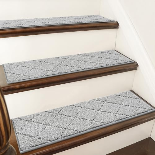 COSY HOMEER Edging Alfombra antideslizante de 28 pulgadas x 9 pulgadas para escaleras de interior para escalones de madera, bordes para escaleras para niños y perros, 100% poliéster TPE respaldo,