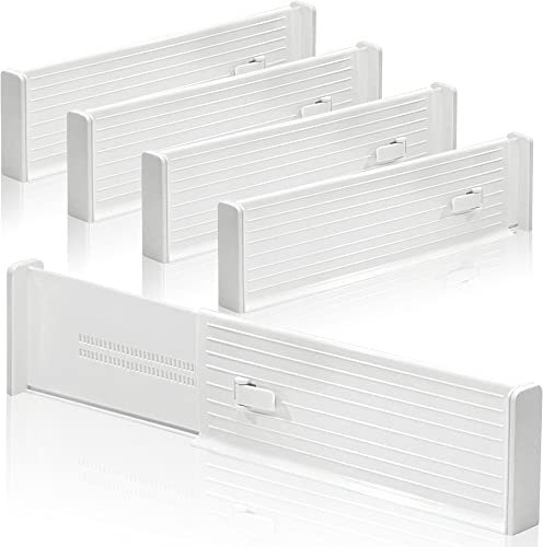 Lighterday 4-Pack Adjustable Drawer Dividers,Expandable Plastic Kitchen Clothes Drawer Organisers,Drawer Organiser Divider for Kitchen Bedroom Office Desk Drawer