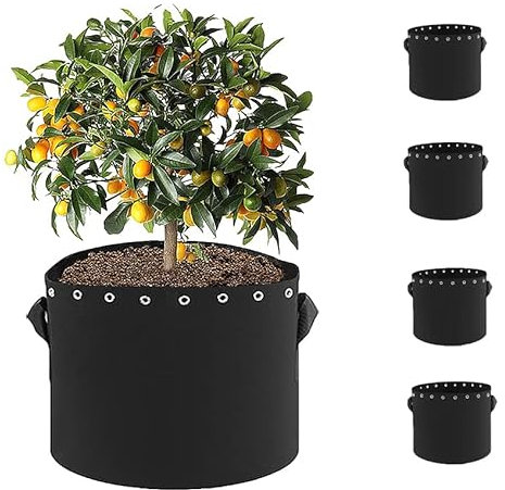 HOSECES Pflanzbeutel für Pflanzen, 26 l, verdickte Vliesstoff-Töpfe mit Griffen und Löchern, 26 Liter Pflanzenstoffbehälter (5 Stück, 2,7 Liter)