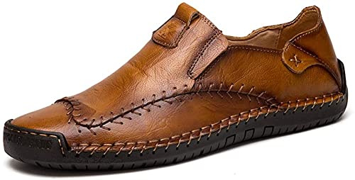 Elegante Pelle Scarpe Casual da Uomo Mocassini in Loafers Casuale Guida Moda Mocassino Basse Classic Scarpe da Cuoio Barca Oxford（Marrone Chiaro,40/41 EU,41 Taglia del Marchio