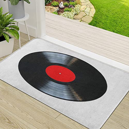ERICAT Zerbino Ingresso,Disco in vinile con oggetto rosso Piatto di album di musica vecchia bianca,Antiscivolo Assorbente Resistente allo sporco Tappeto Cucina Tappeto Tappeto Entrata Zerbino