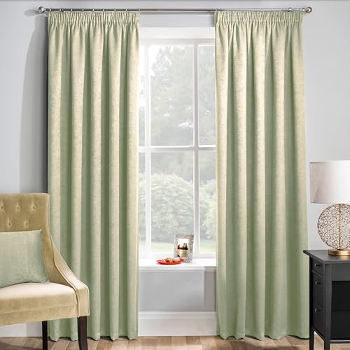 Enhanced Living Matrix Green Curtains for Living Room - 66x90 inch (168x229 cm) - Tape Top Noise Reducing Thermal Curtains for Bedroom - 2 x Curtain Panels