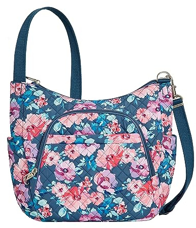 Travelon Klassische Diebstahlschutz Umhängetasche, Blütenblumenmuster