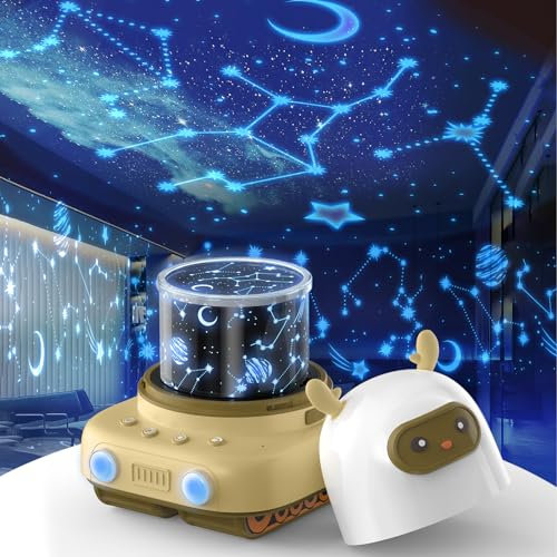 YAZEKY Nachtlicht Sternenhimmel Projektor Kinder - 6 Filme LED Nachtlicht Kinder Lampe 360° Rotation, Nachtlicht Personalisierte Geschenke Baby Kinder 7 Lichtmodi Nachttischlampe Kinderzimmer Deko