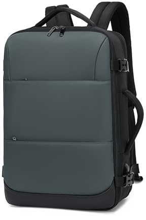 SONARIN Erweiterbarer Reiserucksack,26-36L Handgepäck Flugzeug Rucksack Kabinentasche 17.3 Zoll Laptop Rucksack Wanderrucksack Tagesrucksack mit USB-Anschluss für Herren Damen(Grau)