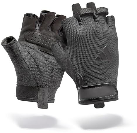 adidas Guanti da allenamento essenziali, tecnologia Aeroready che assorbe l'umidità, insieme a un palmo estremamente confortevole e resistente in finta pelle scamosciata
