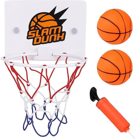 Mini Basketballkorb, Basketballkorb Kinder, Kinder Basketballkorb, Mit 2 Mini Basketball, Mit Saugnapf für Tür Hängen Zimmer und Luftpumpe Schlafzimmer, Büro, Indoor
