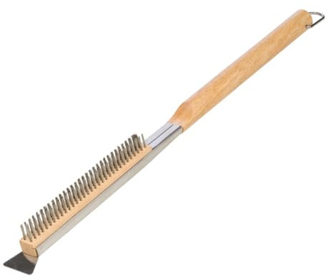 FORNEZA - Cepillo con raspador para horno de pizza y limpia parrillas barbacoa, acero inoxidable, cabezales triples, longitud 44 cm