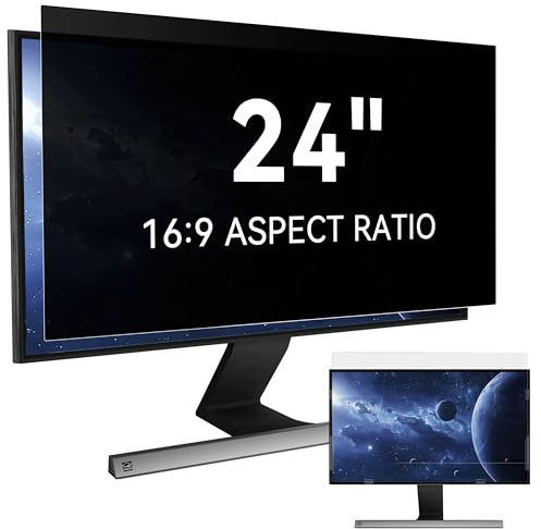 Filtre de Confidentialité Premium 24 Pouces 16:9 - Protection d'Écran Amovible Anti-Espion, Anti-Lumière Bleue et Anti-Regard, Compatible avec la Plupart des Moniteurs PC 24 Pouces