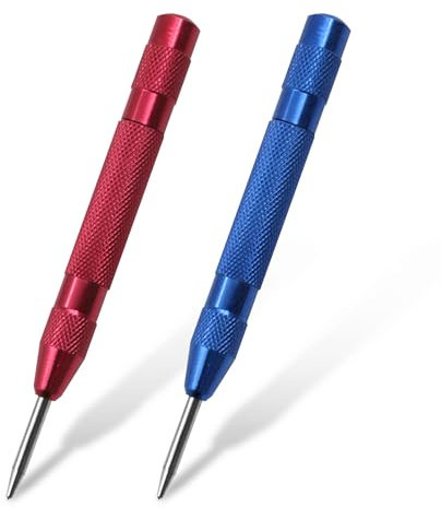 Lot de 2 pointeaux automatiques, tension réglable, 130 mm, outil de frappe réglable pour métal, bois, verre, tôle d'acier mince