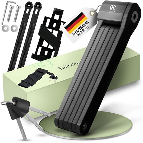 HARTCLIP Fahrradschloss Faltschloss Testsieger 85 cm mit Halterung– robuste und kratzfreie Bauweise, Fahrradschloss hohe Sicherheit bei kompakter Größe, Bicycle lock für Fahrrad, E-Bike & Co.