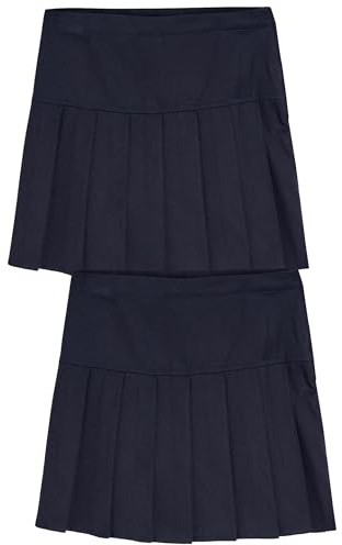 NEXT Ragazza Confezione da 2 gonne a Pieghe per la Scuola con Vita Regular Navy Blue Longer Length 7 Anni