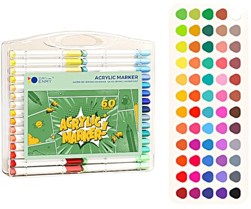 ALBOS Acrylic Markers Set 48 Colours Art Craft Gift Holiday-related Dual Brush Pens for Coloring Colored Drawing Pens Markers for Books Journaling Pens Water-Based Ink Quick-Drying Waterproof