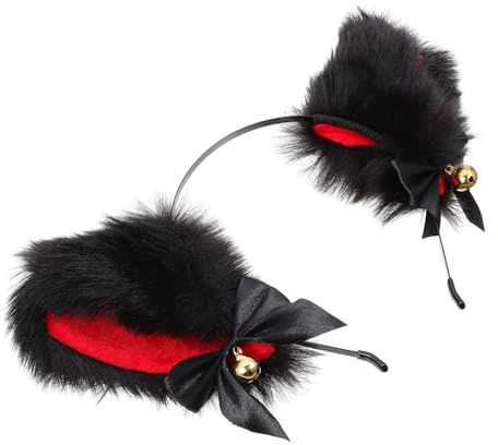 Mobestech Diadema Orejas de Gato Accesorio de Peluche Pelo para Cosplay Fiesta Campana Dorada