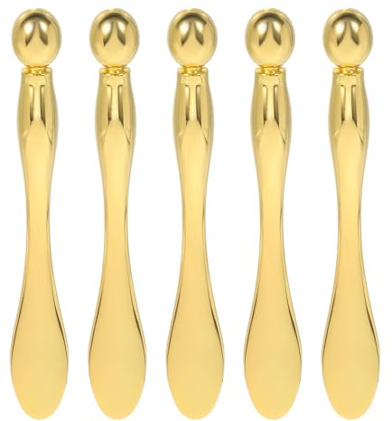 BELLIFFY 5 Pezzi Mini Applicatori in Lega di Zinco per Massaggio Occhi Cucchiaio per Crema Viso e Contorno Occhi Strumento Igienico e Elegante per Trattamenti di Bellezza e Spa