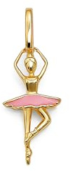 SINGULARU - Charm Bailarina. Latón con Baño en Oro de 18 Kt y Enamel. Joyas Para Mujer.