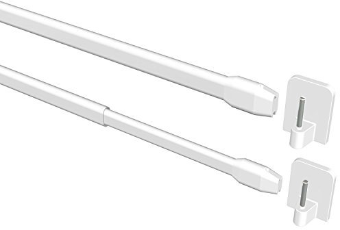 Flairdeco Vitragestangen mit Klebehaken, Scheibenstangen oval, Metall-Kunststoff, Weiß, ausziehbar 80-140 cm, 4 Stück