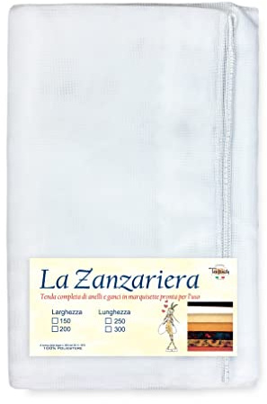 Tex family Tenda Rete ZANZARIERA Marquisette da Esterno piombata in 8 Misure Diverse Unito Bianco - Cm. 200 x 250