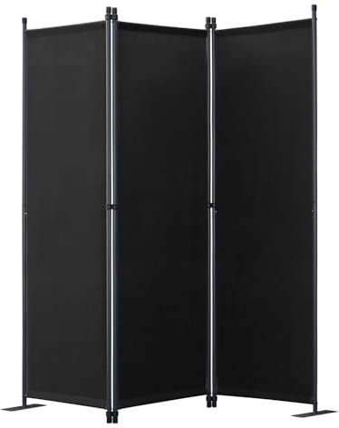 Angel Living Paravento Pieghevole di Design Intelligente, Divisori per Ambienti/Ambienti, Areti Divisorie, Divisori per Privacy (3 Pezzi 169x165 cm, Nero)