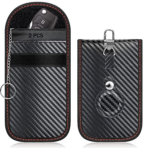 Car Key Signal Blocker Pouch 2 Pcs, Faraday Pouch for Car Keys with Airtag Key Pouches Signal Blocker Keyless Car Key Signal Blocker Pouch Faraday Bag Key Signal Blocker Key Fob Protection Pouch