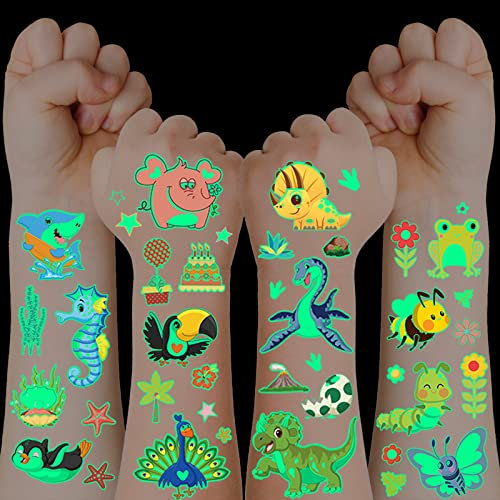 Tattoo Kinder Mädchen Jungen,30 Blätter(400)Leuchttattoos Kinder,Kinder Tattoo Hautfreundlich,Sticker Kindertattoos,Glitter Temporäre Tattoos Aufkleber für Mitgebsel Kindergeburtstag Gastgeschenke