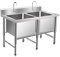 TRGCJGH Spüle mit Armatur,Edelstahl Küchenspüle Freistehende, Gastrospüle Spülbecken Edelstahlspüle Gastro Gastronomie Spüle Waschbecken Edelstahl(120x60x80cm/47.2x23.6x31.4in)