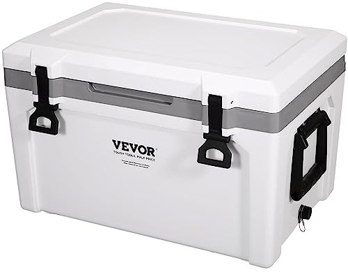 VEVOR Ultraleichter harter Kühler 52 QT, Eisspeicherkühler mit robustem Griff, Eistruhe Lunchbox für Camping, Reisen, Outdoor, hält bis zu 6 Tage kühl, 30% leichter als Rotomolded Cooler