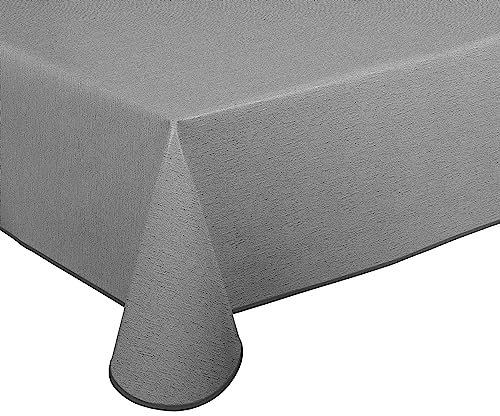 Wachstuch Tischdecke abwischbar rutschfest mit Paspelband Eckig Rund Oval, Motiv Farbe Größe wählbar (Leinenstruktur Grau, Eckig 130x160 cm)