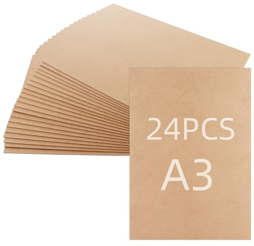 LDXDRU 24 Pack A3 MDF Board, 2mm Thick MDF Blank Sheet | Medium Density Fiberboard Hardboard Sheets for Laser Engraving Painting and Decor - 42 x 30cm