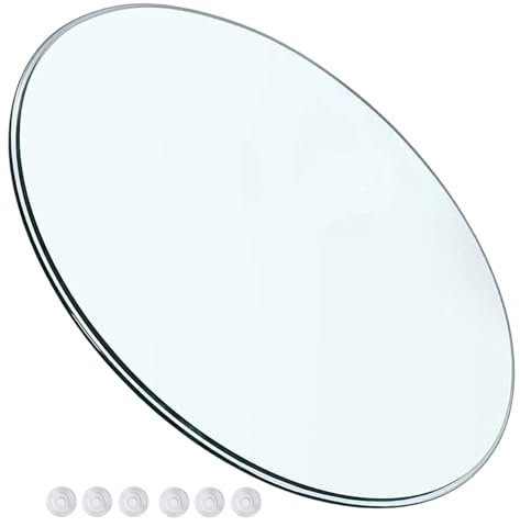 SAGIDAR Tablero De Vidrio Redondas Transparente, Vidrio Templado Cristales A Medida, Fácil De Limpiar, Bordes Lisos, 350mm 480mm 600mm 85mm, Circular Plana Transparente para Mesa De Centro(450mm)