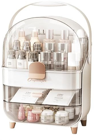 Porta Trucchi Organizer Trucco Elegante Skincare Organizer Bagno con Cassetti Makeup Contenitore Organizzatori Cosmetici con Maniglie per Pennelli Cura Della Pelle Articolo Prodotti Bellezza