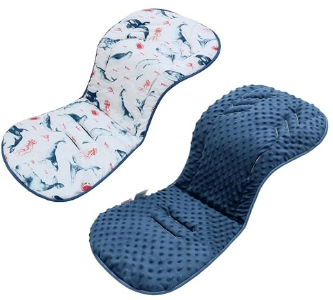 Copriseduta Passeggino Universale, Materassino per Passeggino Universale, Design Reversibile, Morbido e Traspirante Coprisedile per Passeggini, Seggiolini Auto, Culle e Seggioloni (Balena)