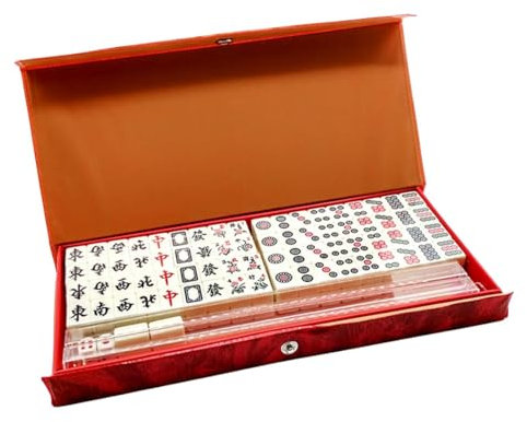 Luckxing Mini-chinesisches Majong-Set, Mahjong-Anzug, Tragbar Traditionelles Mahjong-Brettspielsets Mit Tragetasche, Reise Mahjong Spielset, Komplettes Majong-Spiel-Set Für Versammlungen, Tischspiel