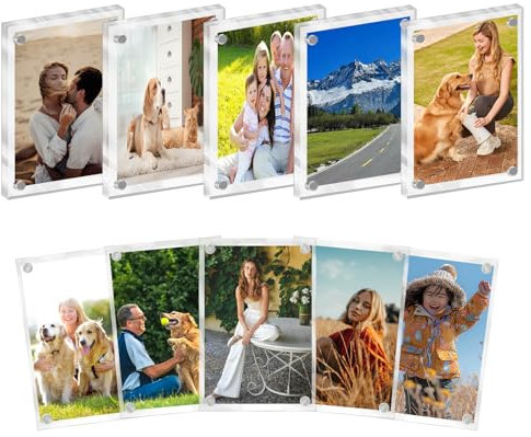 10 Pack Magnet Picture Frames for Fridge, Acrylic Clear Picture Frame Polaroid Frames for Refrigerator Magnet Double Sided Photo Display for Instax Mini Frameless Frame, 2.36x3.54