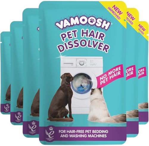 Vamoosh Pet Hair Dissolver - Pet Hair Remover for Washing Machines, Cotton Fresh 6x100g, Eliminates Odours and Dirt, Dissolves Dog, Cat, Horse, Animal Fur, Large Pack up to 6 Washes