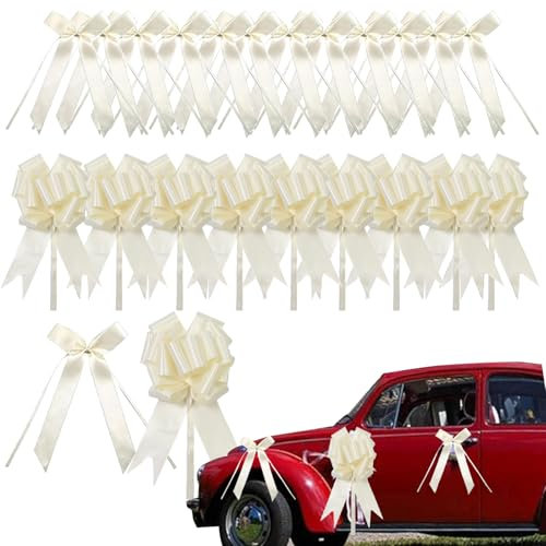 WISIRENT 80 Pièces Beige Decoration Voiture Mariage, 50 Noeud Voiture Mariage 30 Decoration Voiture, Ruban Voiture Mariage Deco Mariage Voiture, Decoration Mariage Voiture pour Mariage Anniversaire