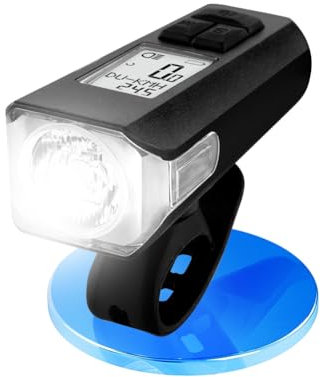 Linunity LED Fahrradlicht Vorne, Fahrradcomputer Kabellos mit 26 Funktionen, Fahrradbeleuchtungs 60 Lux, StVZO zugelassen, Fahrradlicht USB Aufladbar mit 2200mAh Akku, IPX4 Wasserdicht CO2-Reduzierung