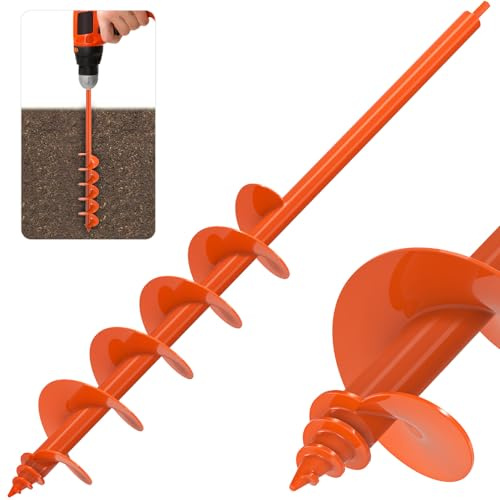 Insaga Broca de taladro de jardín para plantar, taladros para cavar agujeros, excavadora de agujeros de poste de barrena se adapta a taladro hexagonal de 3/8 pulgadas, perfecto para plantar bulbos y