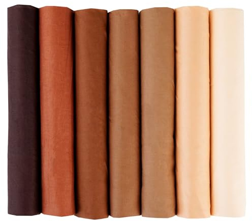Anevous Set med 7 enfärgade twill bomullstyg, tygpaket lapptäcke rutor för sömnad quiltning gör-det-själv pyssel hantverk, tyger för dockkläder dekoration projekt, flerfärgad tygbunden, 50 x 50 cm