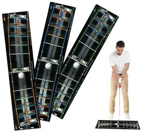 Gazocua Tappeto Green Per Putting Indoor | Set da 3 Pezzi per Tracciare il Percorso del Putter e Allenare lo Swing,per Esercizi di Putting e Addestramento Golf - Adatto a Donne, Uomini, Golfisti