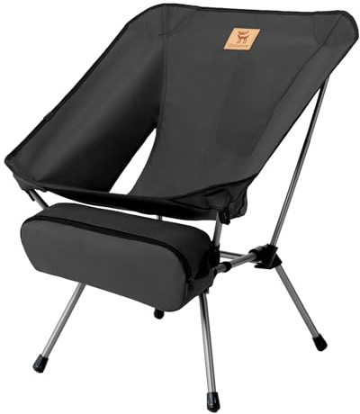 Qunature hopfällbar campingstol, fiskestol upp till 120 kg, 1,1 kg ultralätt, bärbar, kompakt vikt storlek, bekväm för camping, strand och picknick
