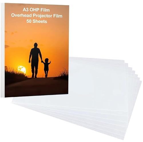 GBACHOOSE 50 Sheets OHP Film Overhead Projector Film, A3 Laser Jet Printer and Copier Transparency Film, 420x297x0.1MM Acetate Sheet for Craft & Screen Print