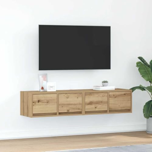 Boltkex 2 TV-väggskåp artisan-ek trämaterial 60 x 31 x 25,5 cm, med 2 lådor, för vägg mediamöbler, lagringsutrymme för mottagare, hemmabio ordning