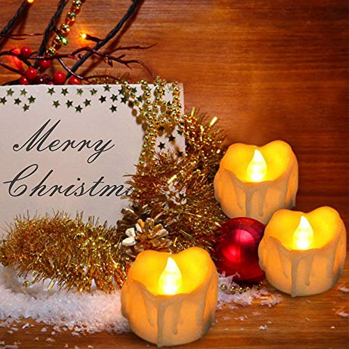 Led Tealight with Timer Battery-powered Flameless Flickering Candles for Party, Festival, Valentine's Day Decoration 12pcs, Children & Pet Friendly, Warm Yellow
