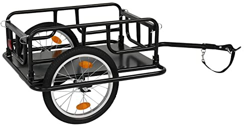 PEXMOR Foldable Bike Cargo Trailer with Universal Bike Hitch, Bicycle Wagon Trailer with 16 Wheels & Reflectors, Large Loading Bike Trailer Storage Cart
