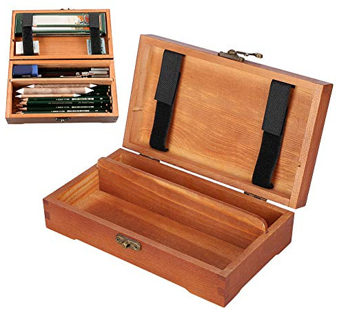 FUIK Caja de Lápices de Madera, Estuche de Papelería de Capa Flotante Estuche de Lápices para Traje de Boceto de Joyería