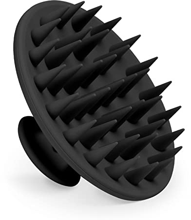 Meartchy Silicone Scalp Massager Shampoo Brush, Scalp Brush for Hair Growth & Dandruff Removal, Hair Scrubber Scalp Stimulator Exfoliator Brush with Soft Bristles for Wet Dry Scalp Care (Black)