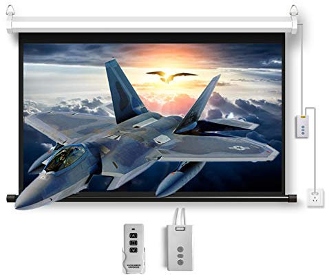 Projector Screen Motorized With Remote Control, Electric Motorised Projector Screen with Remote Control, For Meeting School Home Cinema Theater Movie TV DVD Indoor(4:3 White Visible Area: 116Ã—87cm)