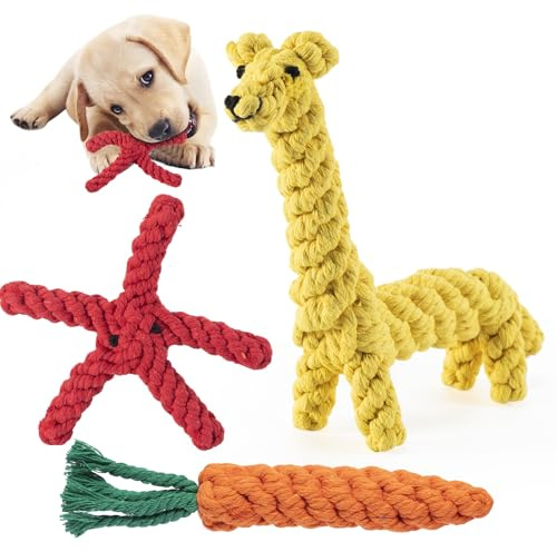 Mezere Puppy Chew Toys from 8 weeks Puppy Teething Toys for Puppies Tough Dog Toys Indestructible Giraffe Puppies Toy for Boredom